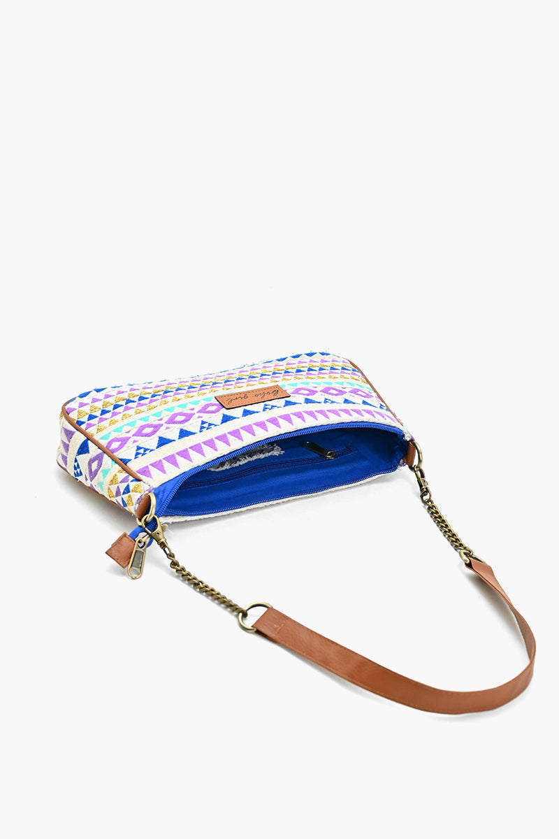 Geometric Charm Shoulder Bag - Blue