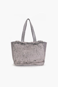 Frost Grey Faux fur Oversized Tote