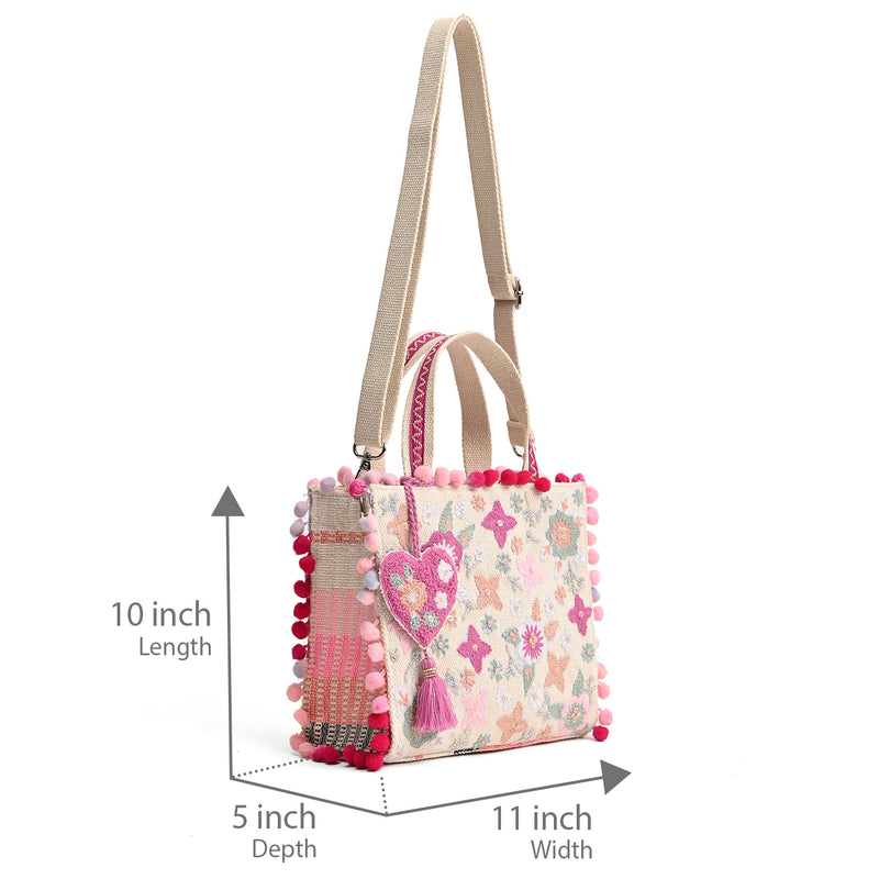 Whimsical Beige Mini Tote Bag