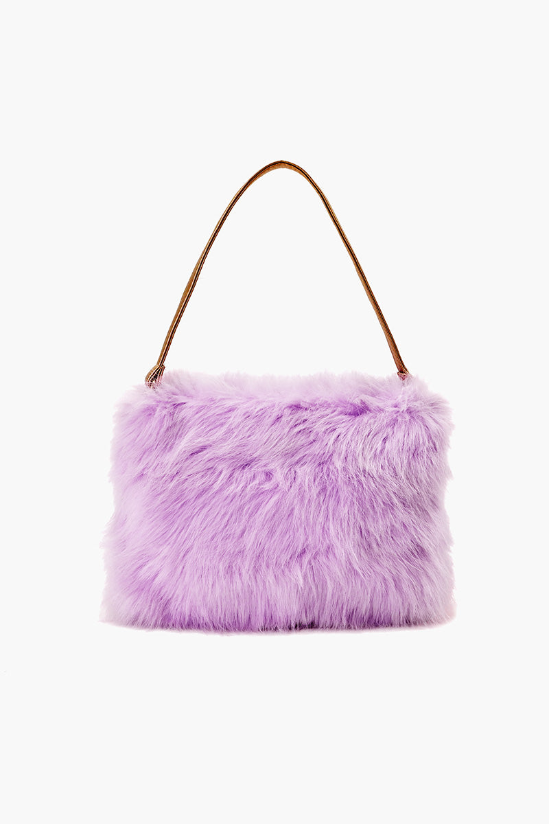 Lilac Luxe Faux Fur Shoulder Bag