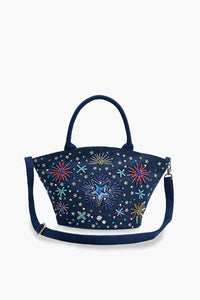 Navy Blue Embellished Mini Bucket Bag