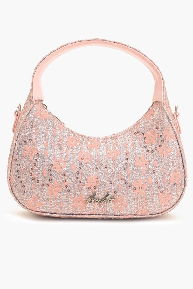 Moonlit Lace Handbag - Pink