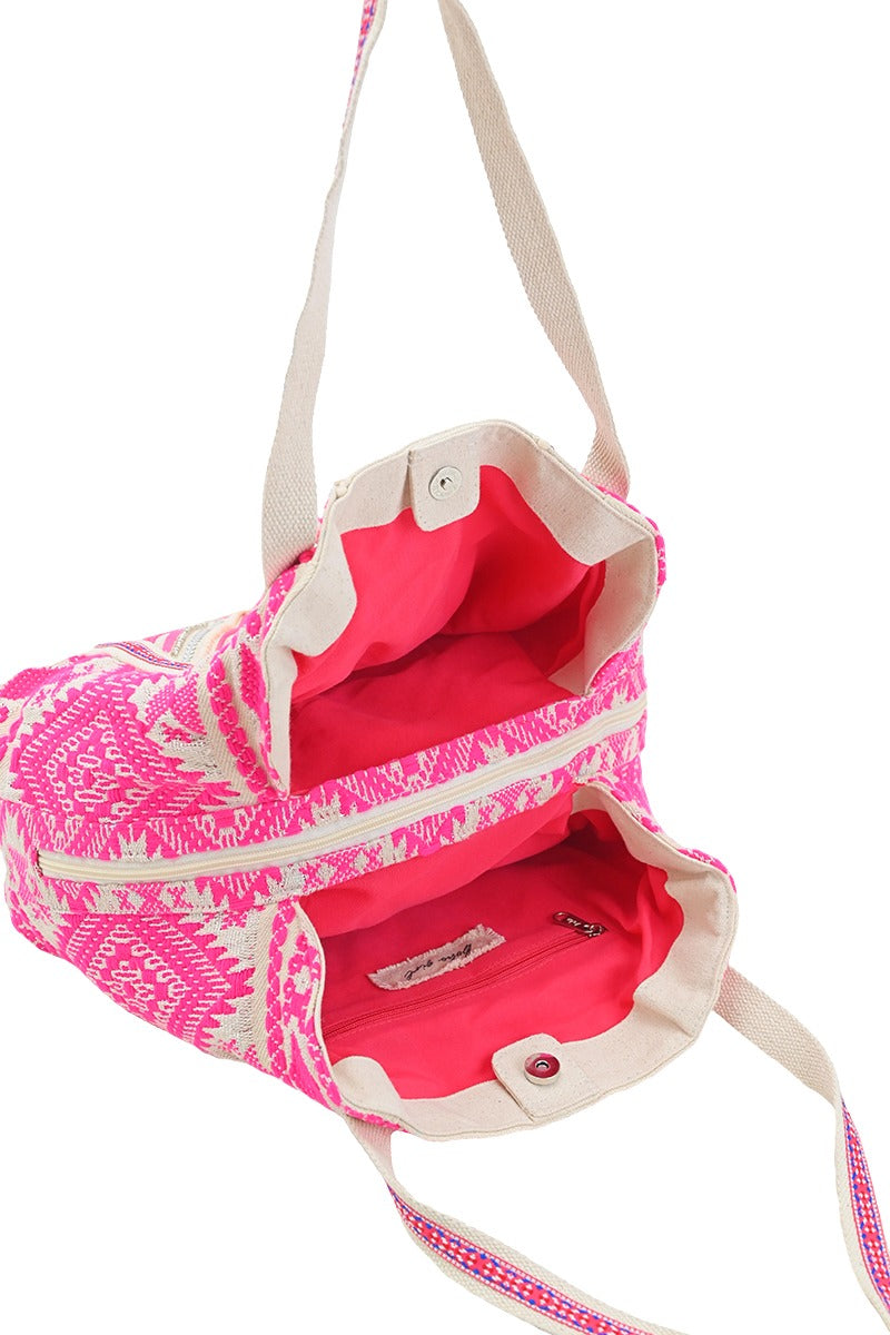 Bohemian Embellished Tote Bag - Pink