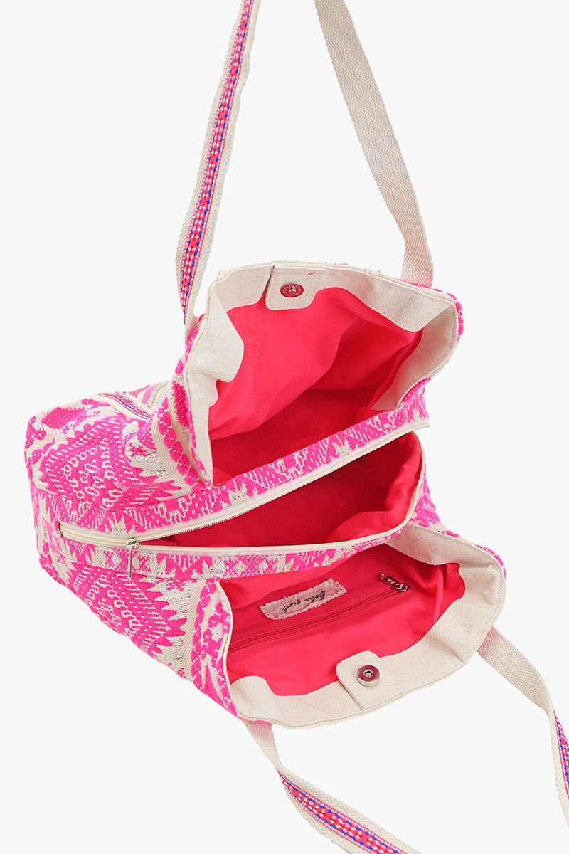 Bohemian Embellished Tote Bag - Pink