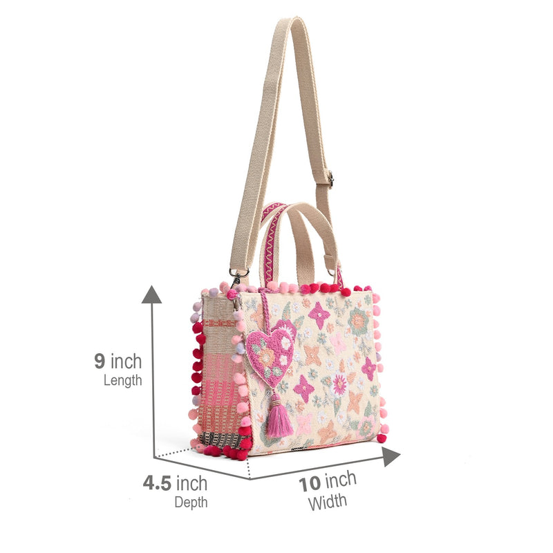 Whimsical Beige Mini Tote Bag